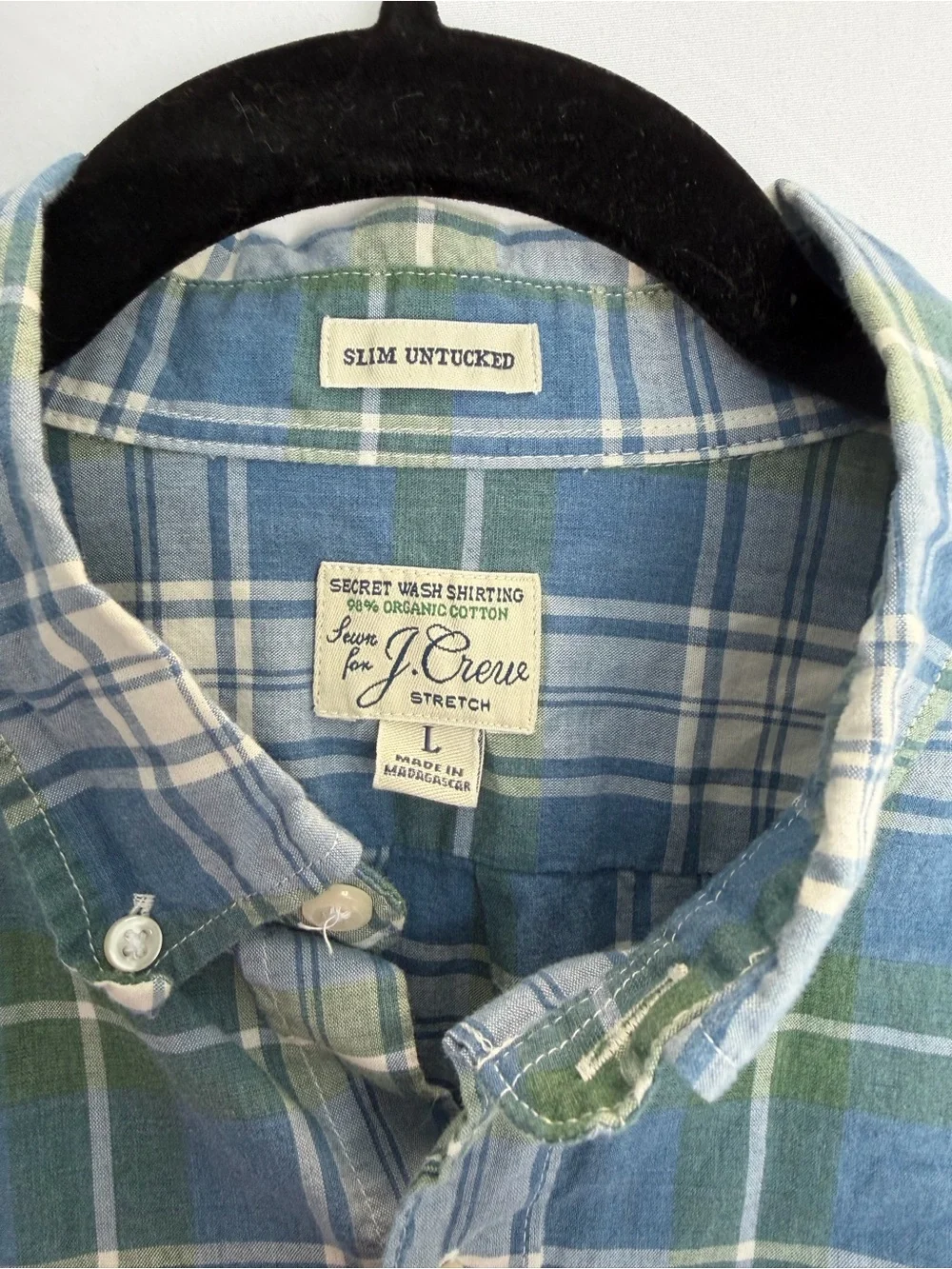 J. Crew Blue and Green Plaid Button-Down Shirt
